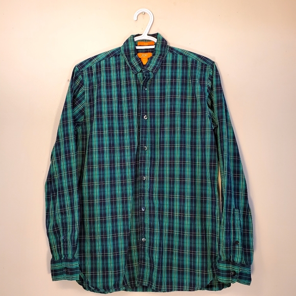 Joe Fresh Green Plaid Button Up Long Sleeve Shirt Men's US Small - Picture 1 of 8